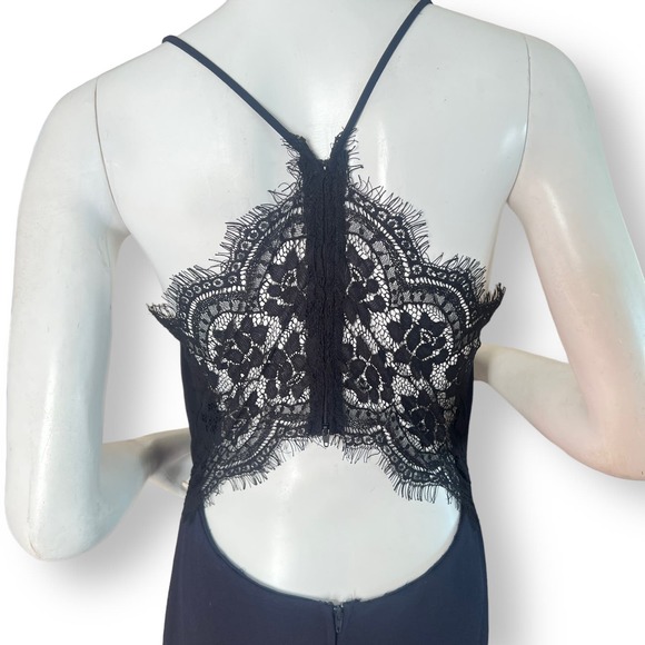 Windsor Navy Formal Dress w/ Lace Back & Front Slit Size L - Picture 4 of 10